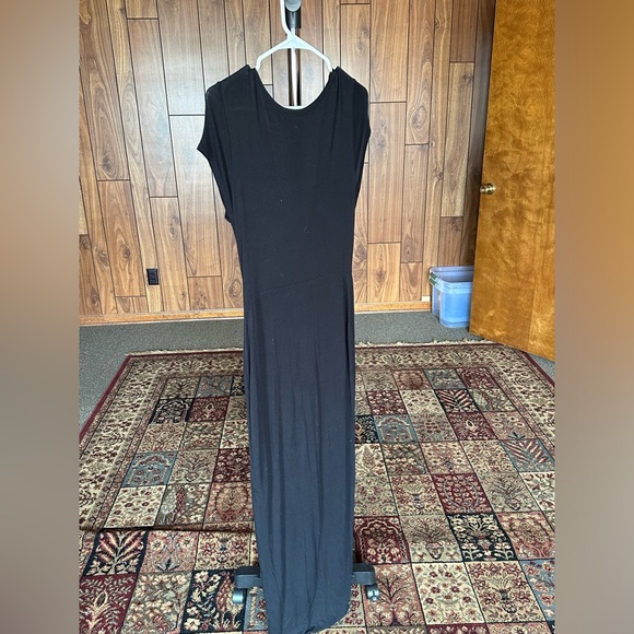 Black Jersey Dress with Plunging Neck Line - Picture 4 of 5